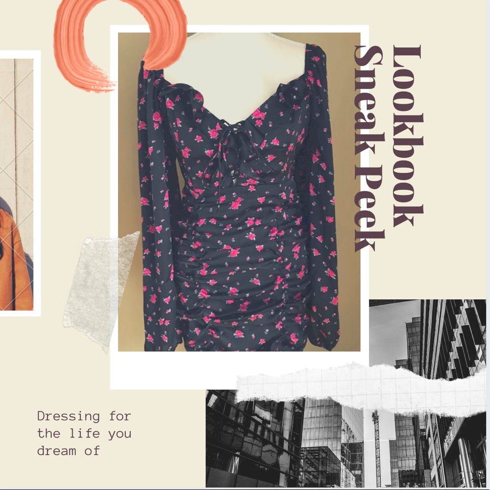Black rose print dress